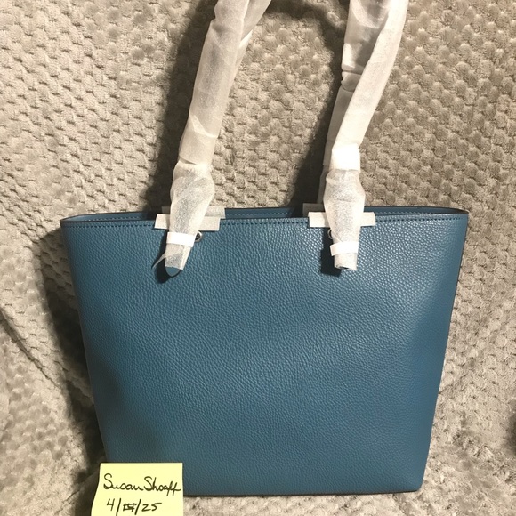 NWT Michael Kors Pebble Leather Teal Jet Set Tote Bag